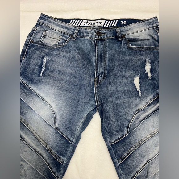 RGSTR Men’s Skinny Motto Distressed Jeans, LightWash Size 36x30 - Picture 3 of 16